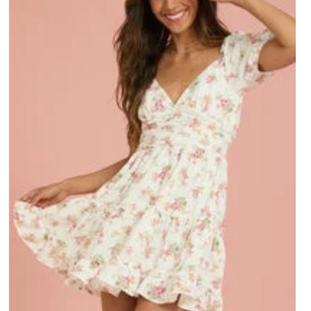 Altar'd State Pink Ruffled Tiered Mini Dress
